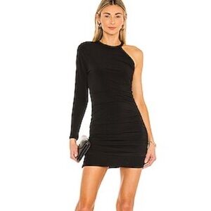 SER.O.YA Rachel Black Mini Dress One Shoulder Bodycon XS